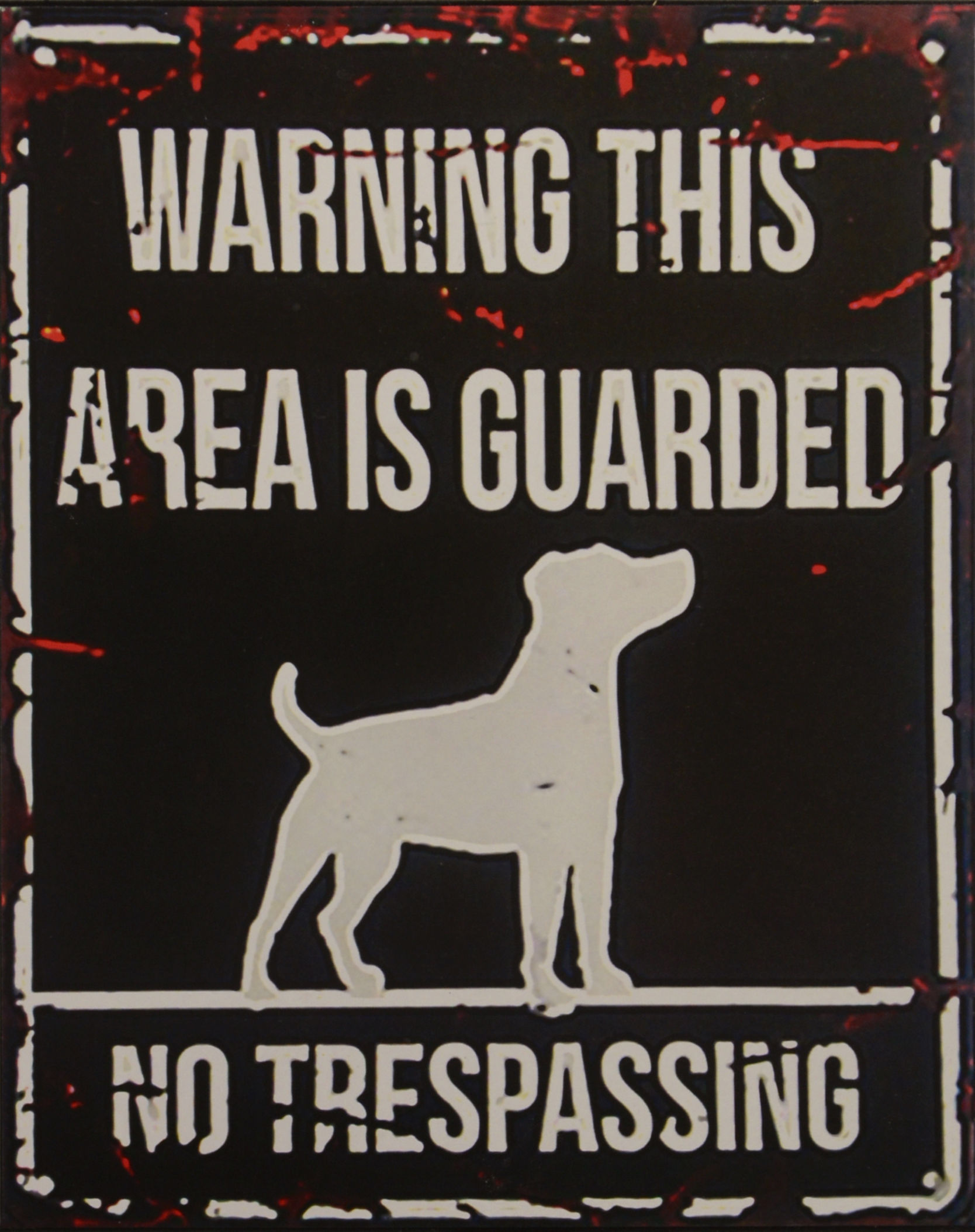 Blechschild &quot;Area is Guarded&quot; Vorsicht bissiger Hund Dog Warnung